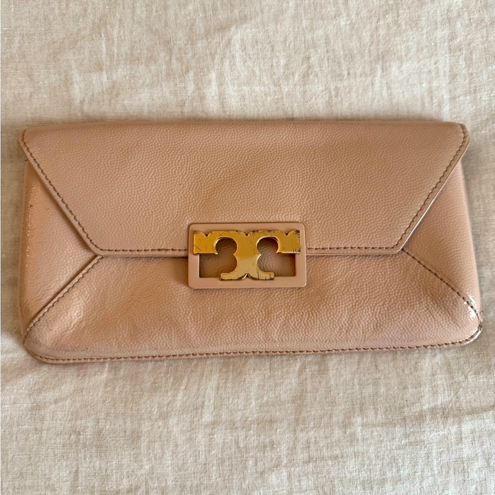 Tory Burch nude clutch
